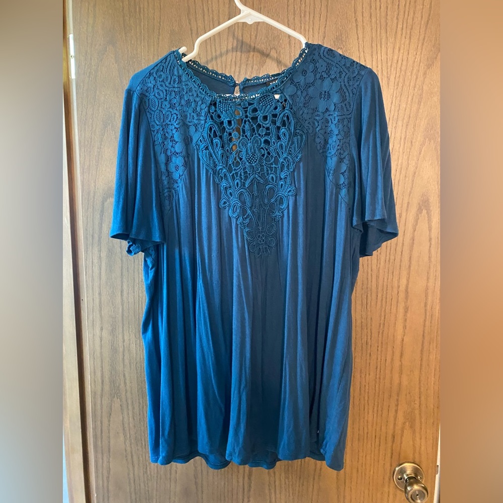 Torrid Teal Lace Jersey Top Size 0